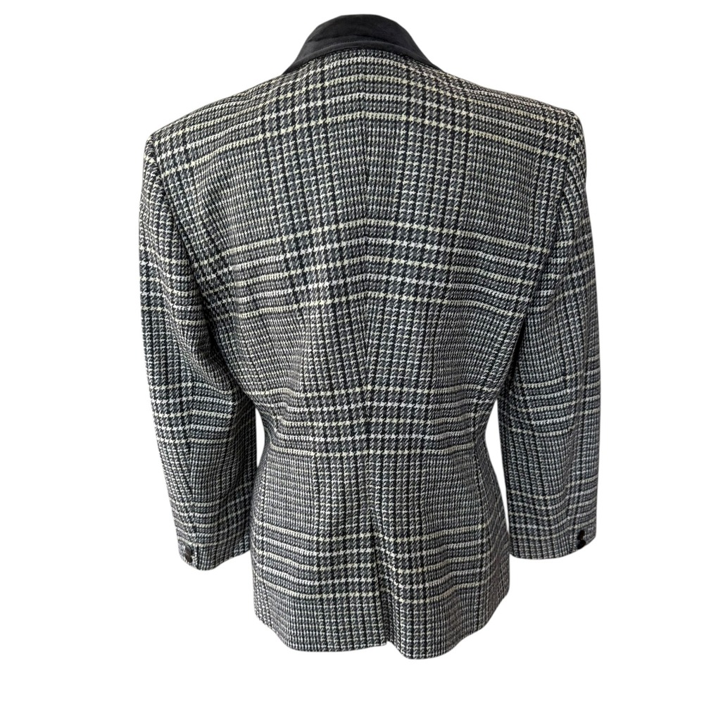 Escada by Margaretha Ley Vintage Houndstooth Wool Blazer Jacket Velvet Collar 40 - Picture 2 of 14